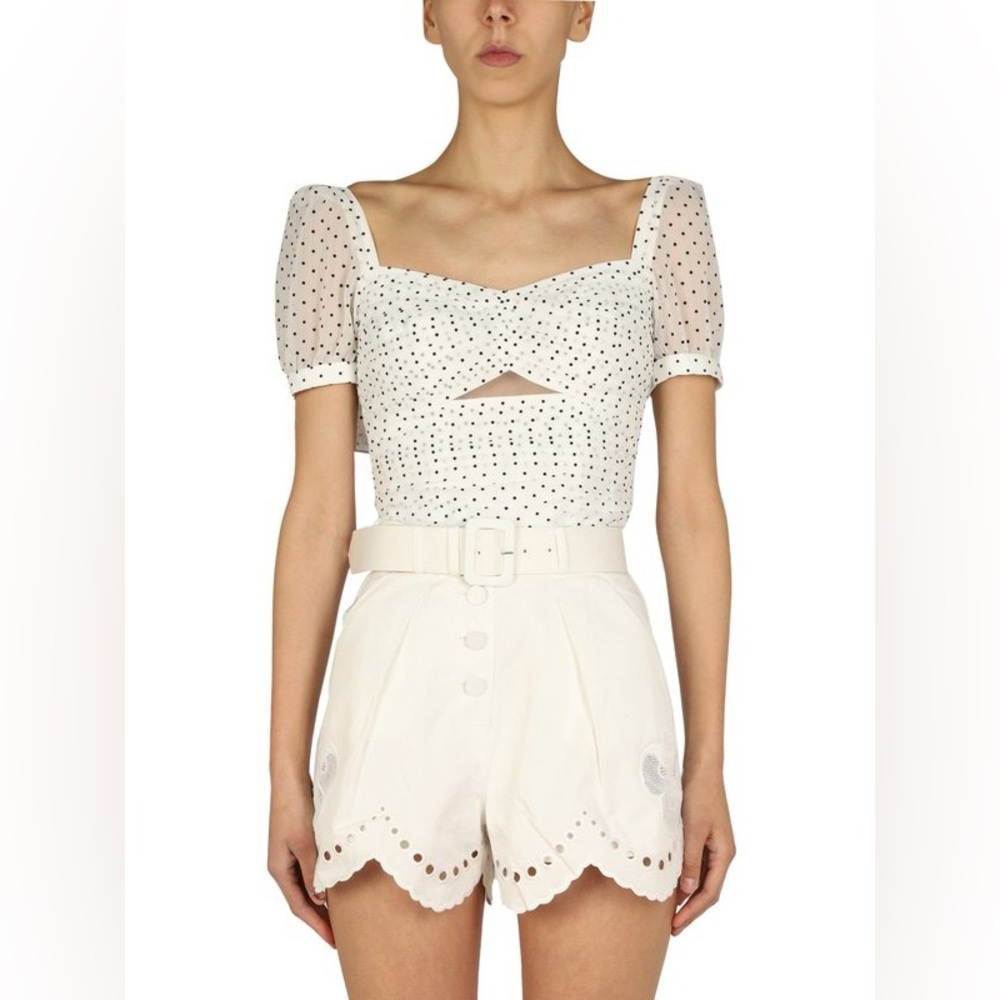 Brand new Self-Portrait puff sleeve polka dot top size 2